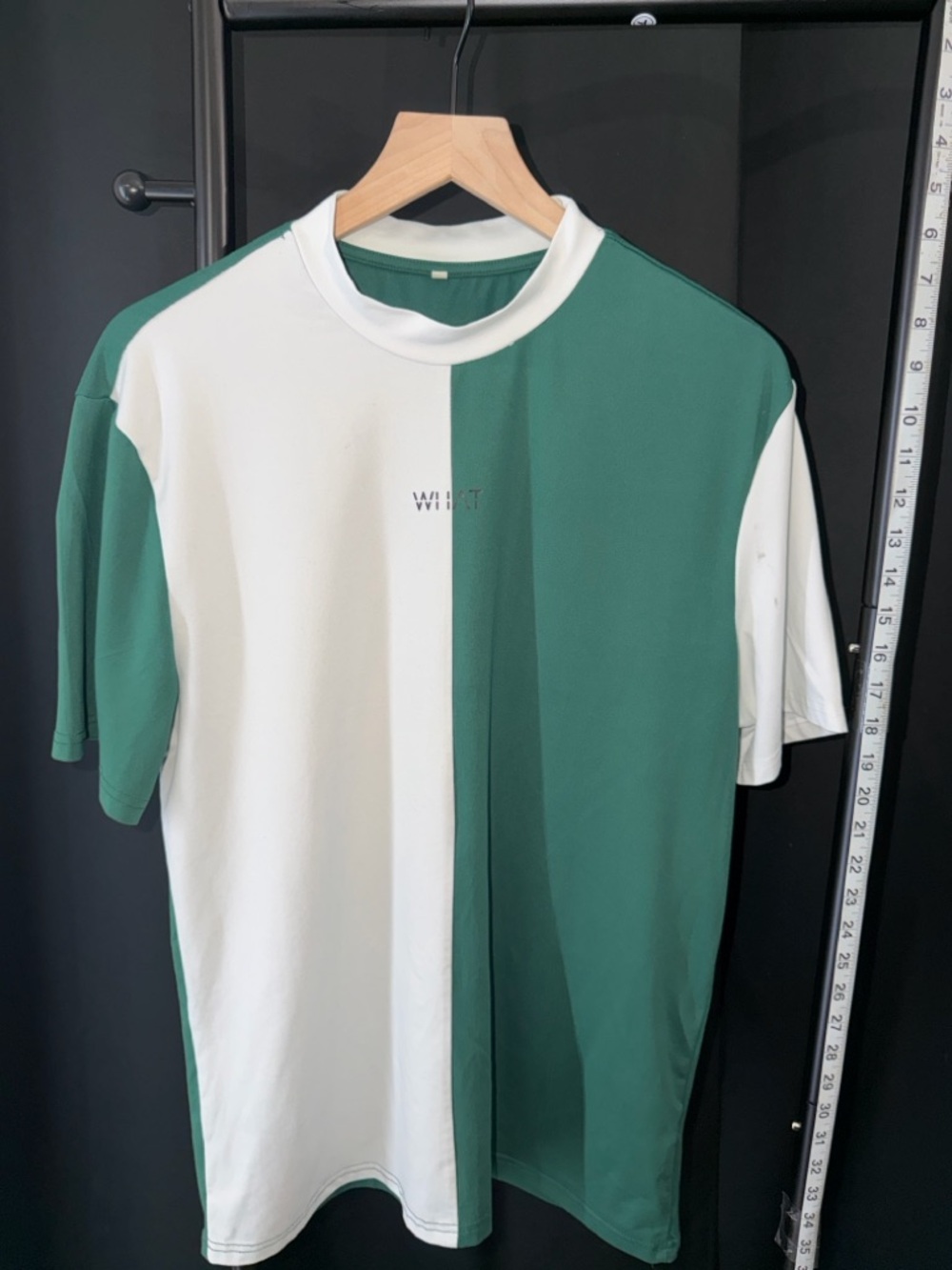 SHEIN White and Green Colorblock Short Sleeve Men's Tee